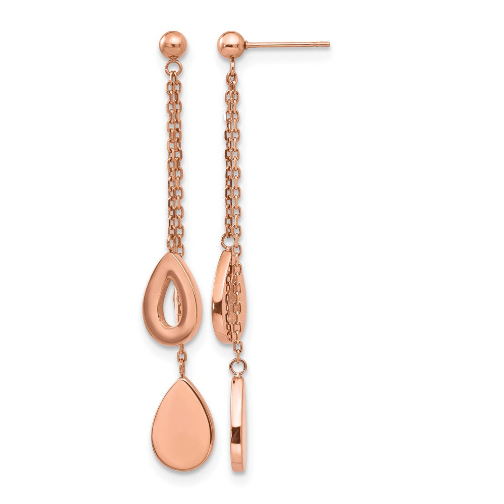 Stainless Steel Polished Rose IP-plated Post Dangle Earrings, 60.6 x 1.7 mm