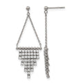 Stainless Steel Polished CZ Dangle Post Earrings, 52 x 19 mm