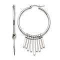 Chisel Stainless Steel Polished with Bar Dangles Hoop Earrings, 53.84 x 33.8 mm