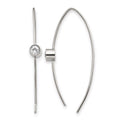 Chisel Stainless Steel Polished CZ Threader Earrings, 50 x 0.8 mm