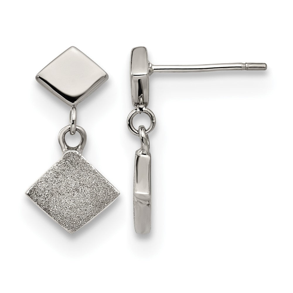 Chisel Stainless Steel Polished Laser-cut Post Dangle Earrings, 18.5 x 9.6 mm