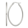 Chisel Stainless Steel Polished 30mm Diameter 2mm Oval Hoop Earrings, 45 x 30 mm