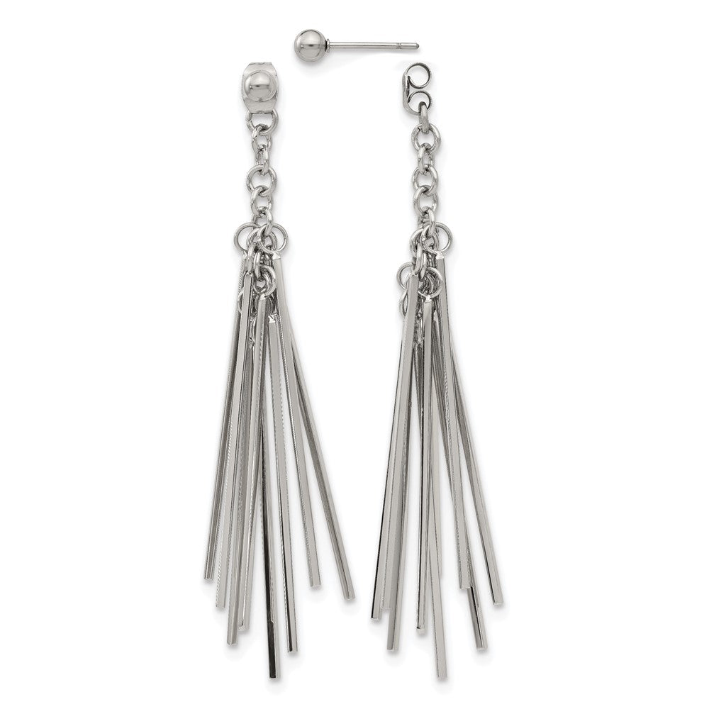 Chisel Stainless Steel Polished Multi Bar Front and Back Post Dangle Earrings, 72 x 9 mm