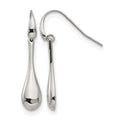 Stainless Steel Polished Dangle Shepherd Hook Earrings, 34.39 x 7.03 mm