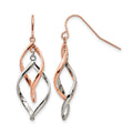 Chisel Stainless Steel Polished Rose IP-plated Dangle Shepherd Hook Earring, 33 x 15.6 mm
