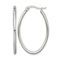 Chisel Stainless Steel Polished 25mm Diameter 2mm Oval Hoop Earrings, 35 x 25 mm