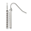 Stainless Steel Polished Studded Bar Shepherds Hook Earrings, 33 x 3 mm