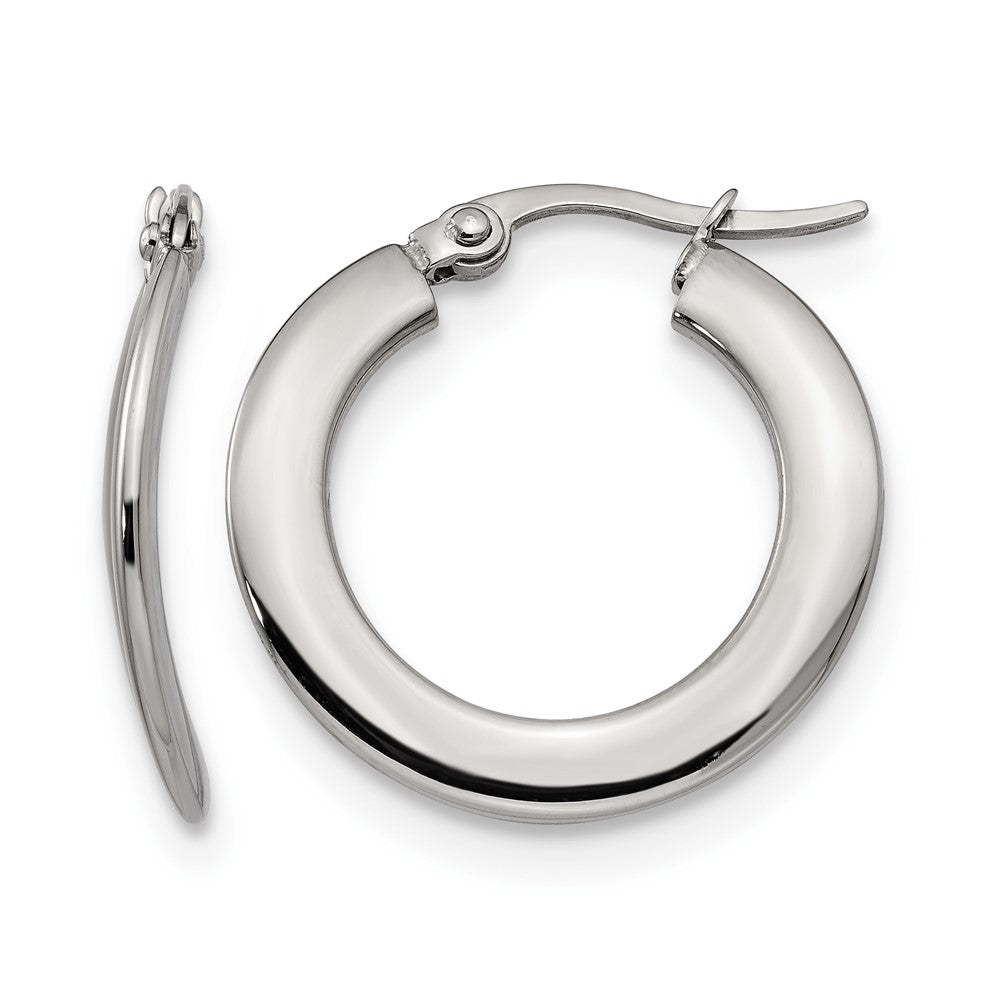 Chisel Stainless Steel Polished Curved Hoop Earrings, 25 x 24 mm