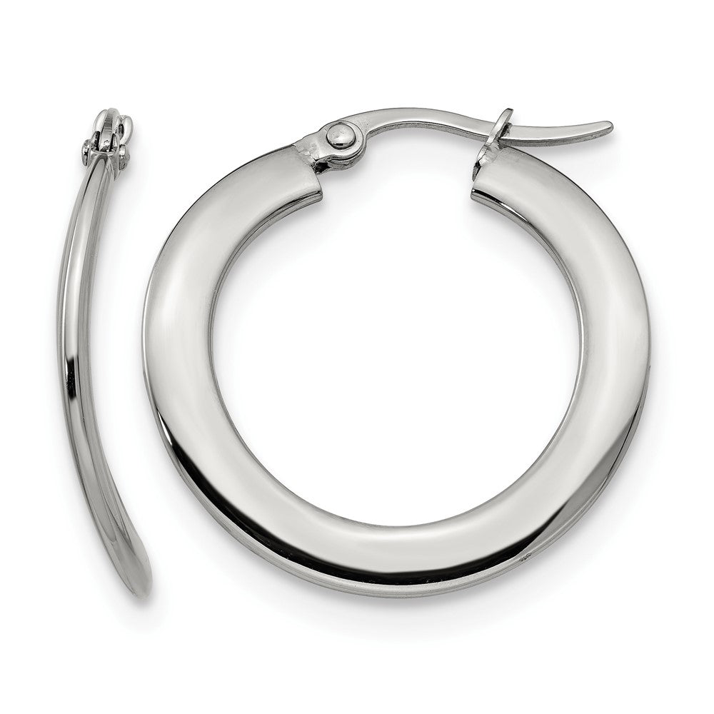 Chisel Stainless Steel Polished Curved Hoop Earrings, 28 x 27 mm