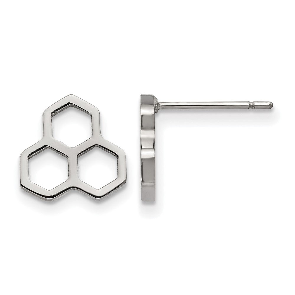 Chisel Stainless Steel Polished Honeycomb Post Earrings, 9.93 x 10.02 mm