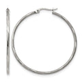 Chisel Stainless Steel Polished and Textured Hinged Hoop Earrings, 40 x 47 mm