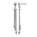 Stainless Stele Polished Beaded Chain Post Dangle Earrings, 15.1 x 0.5 mm