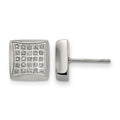 Chisel Stainless Steel Polished with 1/4 Carat Diamond Square Post Earrings, 10 x 10 mm