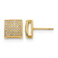 Chisel Stainless Steel Polished Yellow IP-plated with 3/8 Carat Diamond Square Post Earrings, 9 x 9 mm