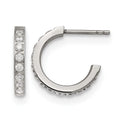 Chisel Stainless Steel Polished with CZ Post Hoop Earrings, 15 x 15 mm