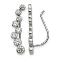 Chisel Stainless Steel Polished with CZ Ear Climbers, 25.2 x 1.6 mm
