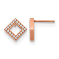 Chisel Stainless Steel Polished Rose IP-plated CZ Diamond-shaped Post Earrings, 12.1 x 11.5 mm
