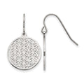 Chisel Stainless Steel Polished Flower Cut-out Dangle Shepherd Hook Earrings, 1.1 mm