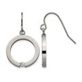 Stainless Steel Brushed and Polished w/CZ Circle Shepherd Hook Earrings, 20 x 2.4 mm