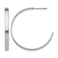 Chisel Stainless Steel Polished 33mm Diameter 3mm J Hoop Post Earrings, 32 x 33 mm
