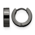 Chisel Stainless Steel Polished Black IP-plated 4mm Hinged Hoop Earrings, 12 x 14 mm