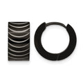 Chisel Stainless Steel Polished Black IP-plated 7mm Hinged Hoop Earrings, 13 x 13 mm