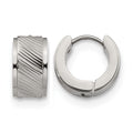 Chisel Stainless Steel Polished and Textured 7mm Hinged Hoop Earrings, 12 x 13 mm