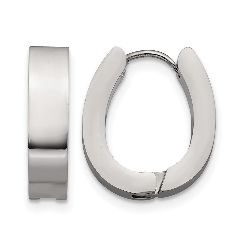 Chisel Stainless Steel Polished 4mm Hinged Hoop Earrings, 15 x 14 mm