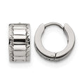 Chisel Stainless Steel Polished and Textured 5mm Hinged Hoop Earrings, 13 x 19 mm