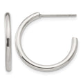 Chisel Stainless Steel Polished 19mm Diameter 2mm J Hoop Post Earrings, 20 x 20 mm