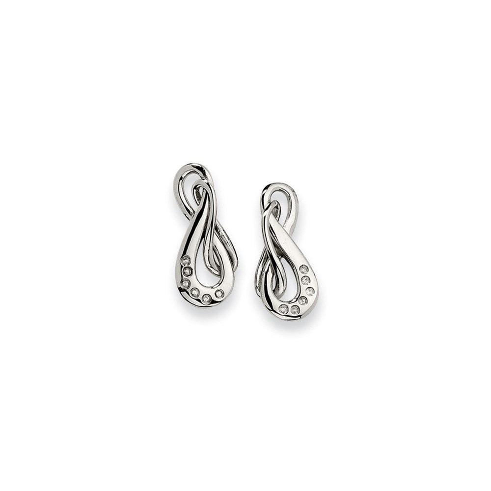 Stainless Steel CZ Earrings, 25 x 10 mm