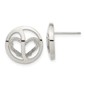 Stainless Steel CZ Circle Heart Earrings, 15 x 15 mm