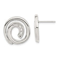 Stainless Steel CZ Swirl Circle Earrings, 20 x 20 mm