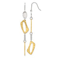 Stainless Steel & Yellow IP-plated Textured Square Link Dangle Earrings, 76 x 12 mm