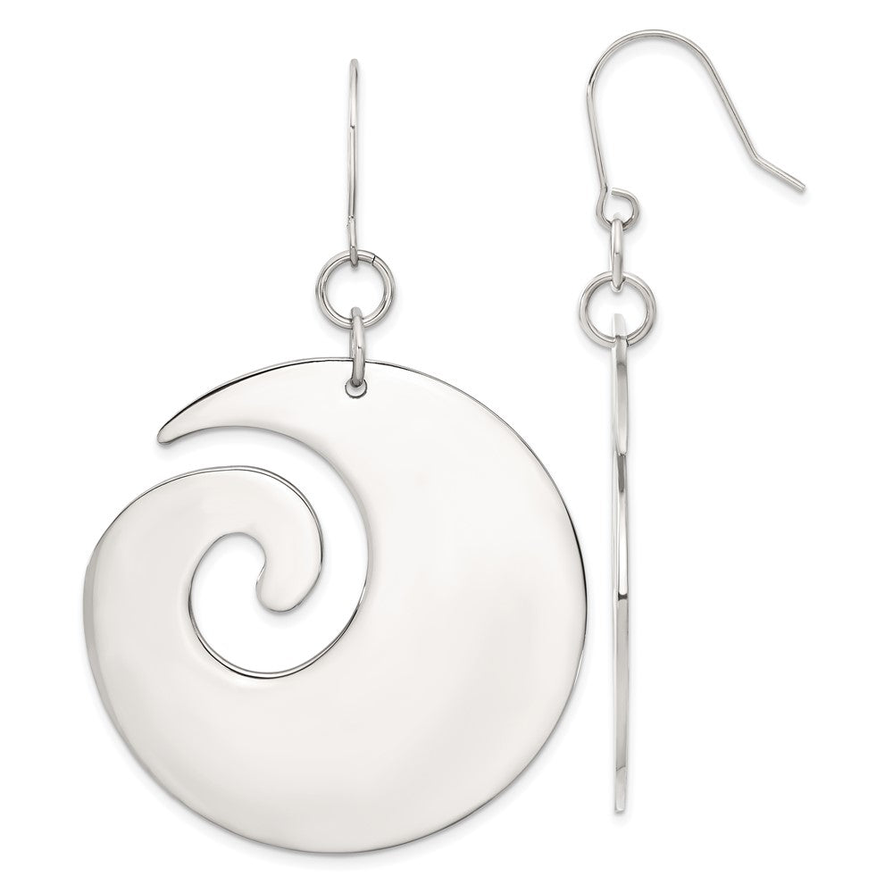 Stainless Steel Swirl Dangle Earrings, 63 x 46 mm
