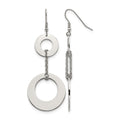 Chisel Stainless Steel Polished Circles Dangle Shepherd Hook Earrings, 65 x 25 mm