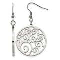 Chisel Stainless Steel Polished Fancy Swirl Cut out Dangle Shepherd Hook Earrings, 49 x 30 mm