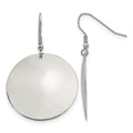 Chisel Stainless Steel Polished Disc Dangle Shepherd Hook Earrings, 42 x 30 mm