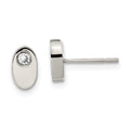 Stainless Steel CZ Polished Oval Post Earrings, 8 x 4.75 mm