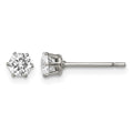 Chisel Stainless Steel Polished 4mm Round CZ Stud Post Earrings, 5 x 5 mm