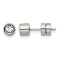 Chisel Stainless Steel Polished CZ Bezel Post Earrings, 5 x 5 mm