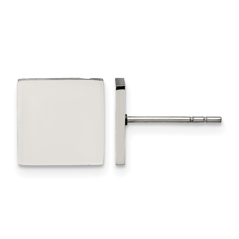 Chisel Stainless Steel Polished Square Post Earrings, 9 x 9 mm