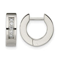 Chisel Stainless Steel Polished with CZ 4mm Hinged Hoop Earrings, 9 x 4 mm