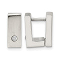 Chisel Stainless Steel Brushed and Polished with CZ 5mm Hinged Square Hoop Earrings, 6 x 10 mm
