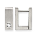 Chisel Stainless Steel Brushed and Polished with CZ 4mm Square Hinged Hoop Earrings, 4 x 11 mm