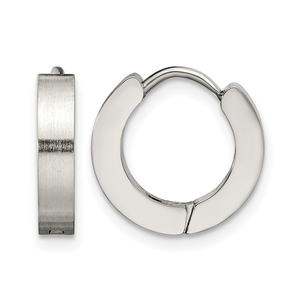 Chisel Stainless Steel Brushed and Polished 3mm Hinged Hoop Earrings, 9 x 3 mm