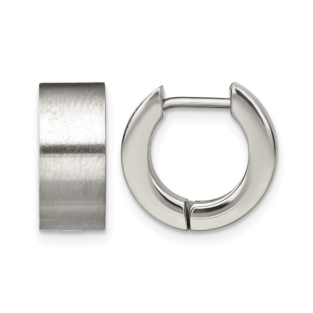 Chisel Stainless Steel Brushed Round 5mm Hinged Hoop Earrings, 11 x 15 mm