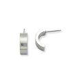 Stainless Steel Blue CZ Brushed & Polished Half Hoop Post Earrings, 11 x 4 mm