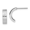 Stainless Steel Laser Design & Satin Half Hoop Post Earrings, 13 x 6 mm