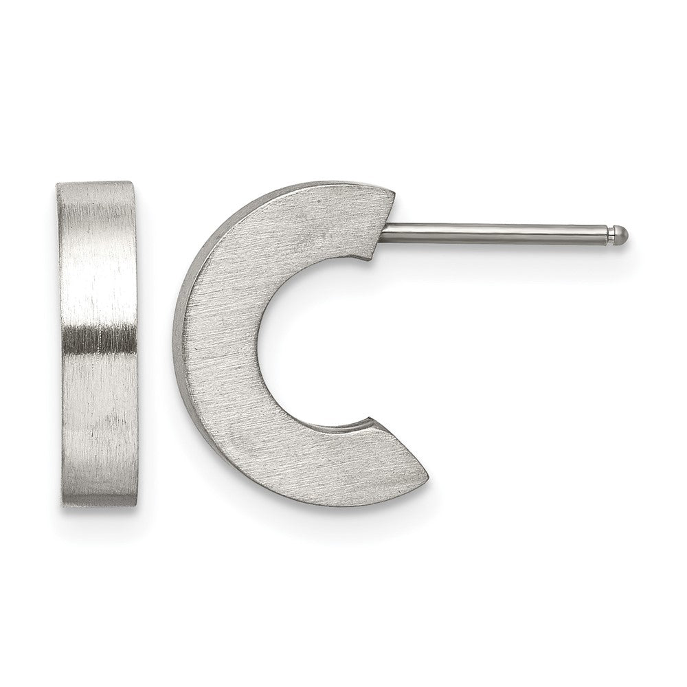 Chisel Stainless Steel Brushed J Hoop Post Earrings, 10 mm